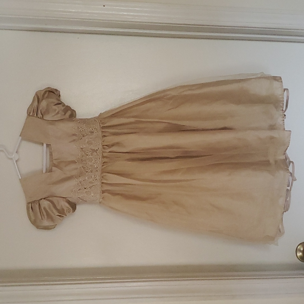 George, gold, dress, short sleeve, dressy, size 6, wedding, dance